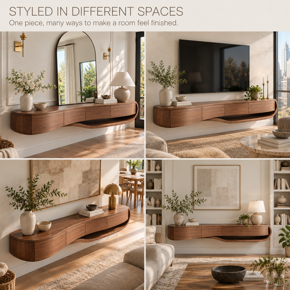 Tallmere Floating Solid Wood TV Stand - Design 177 - product detail 9