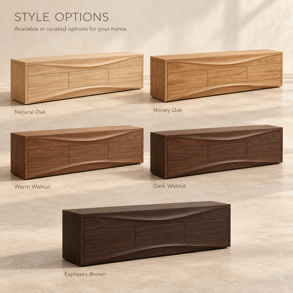 Underwood Sculptural Solid Wood TV Stand - Design 178 - wood finish options