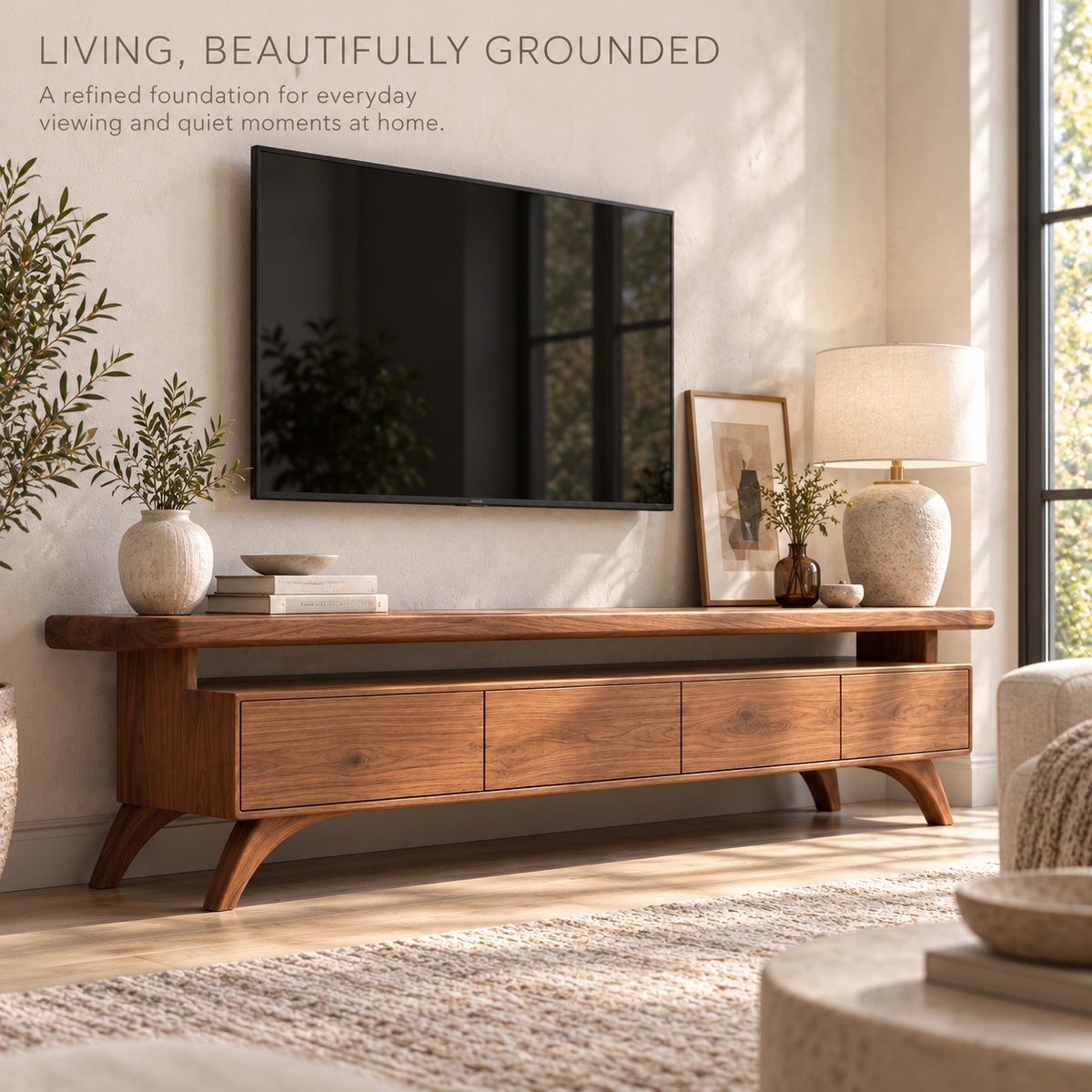 Waverley Sculptural Solid Wood TV Stand - Design 180 - product detail 1