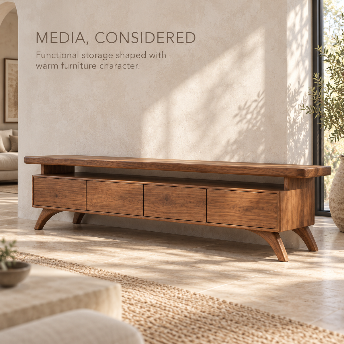 Waverley Sculptural Solid Wood TV Stand - Design 180 - product detail 2