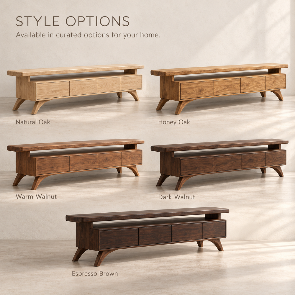 Waverley Sculptural Solid Wood TV Stand - Design 180 - wood finish options