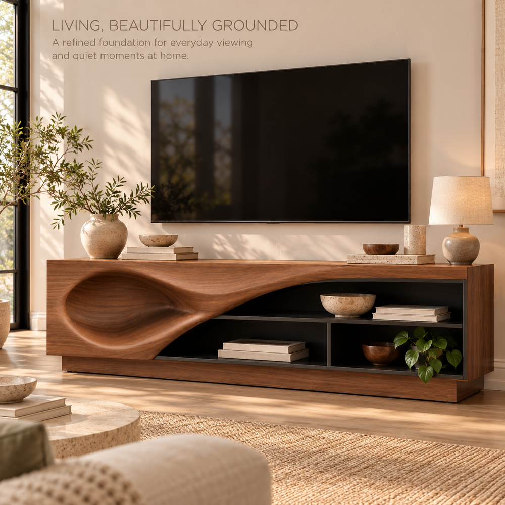 Brookmere Sculptural Solid Wood TV Stand - Design 182 - product detail 1