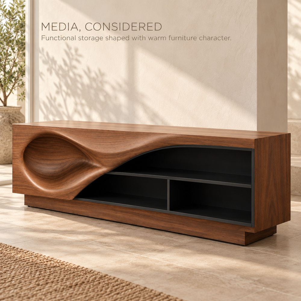 Brookmere Sculptural Solid Wood TV Stand - Design 182 - product detail 2
