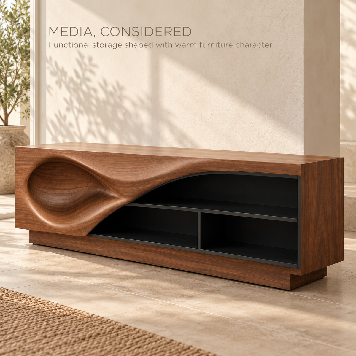 Brookmere Sculptural Solid Wood TV Stand - Design 182 - product detail 2