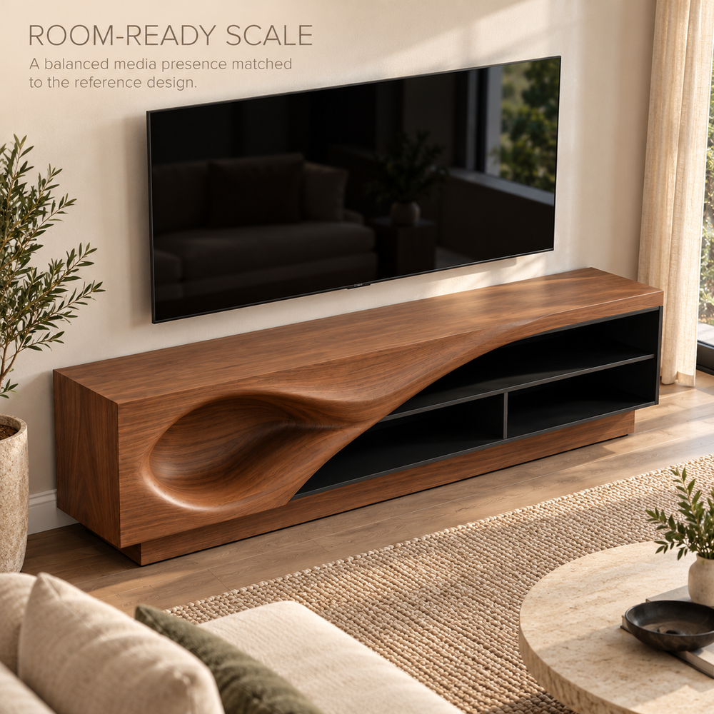 Brookmere Sculptural Solid Wood TV Stand - Design 182 - product detail 3
