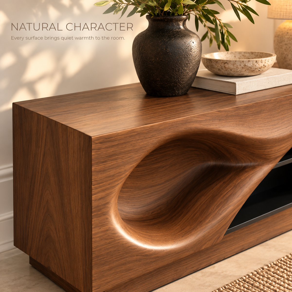 Brookmere Sculptural Solid Wood TV Stand - Design 182 - product detail 4