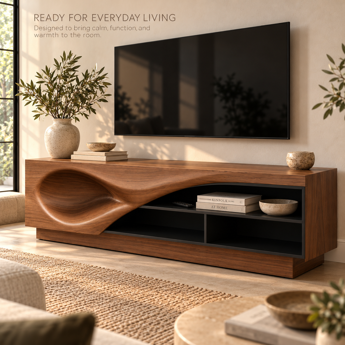 Brookmere Sculptural Solid Wood TV Stand - Design 182 - product detail 6