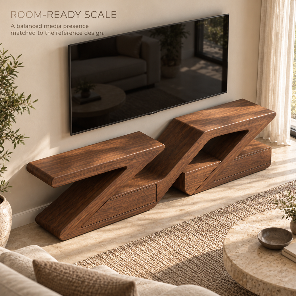 Cranford Sculptural Solid Wood TV Stand - Design 183 - product detail 3