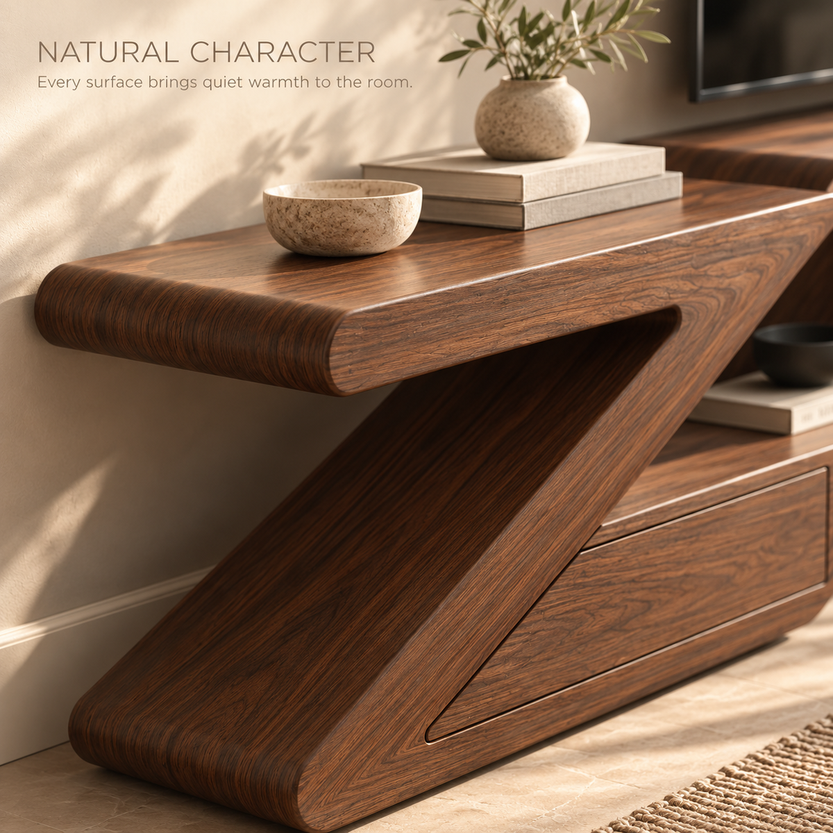 Cranford Sculptural Solid Wood TV Stand - Design 183 - product detail 4