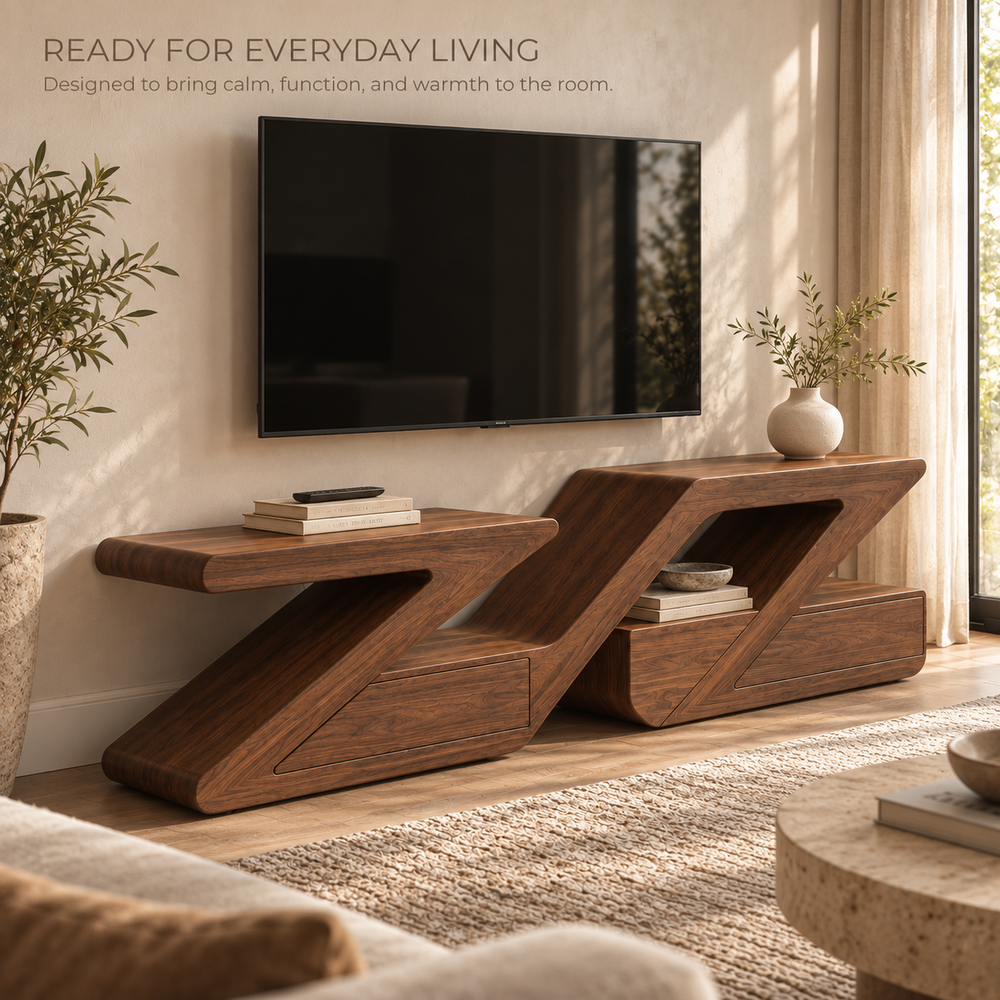 Cranford Sculptural Solid Wood TV Stand - Design 183 - product detail 6