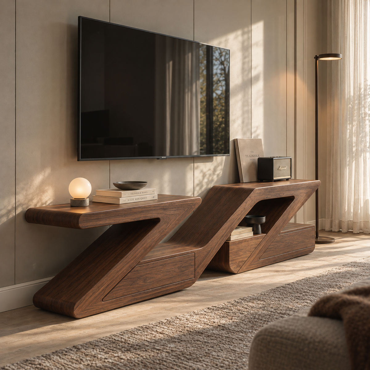 Cranford Sculptural Solid Wood TV Stand - Design 183 - original main view
