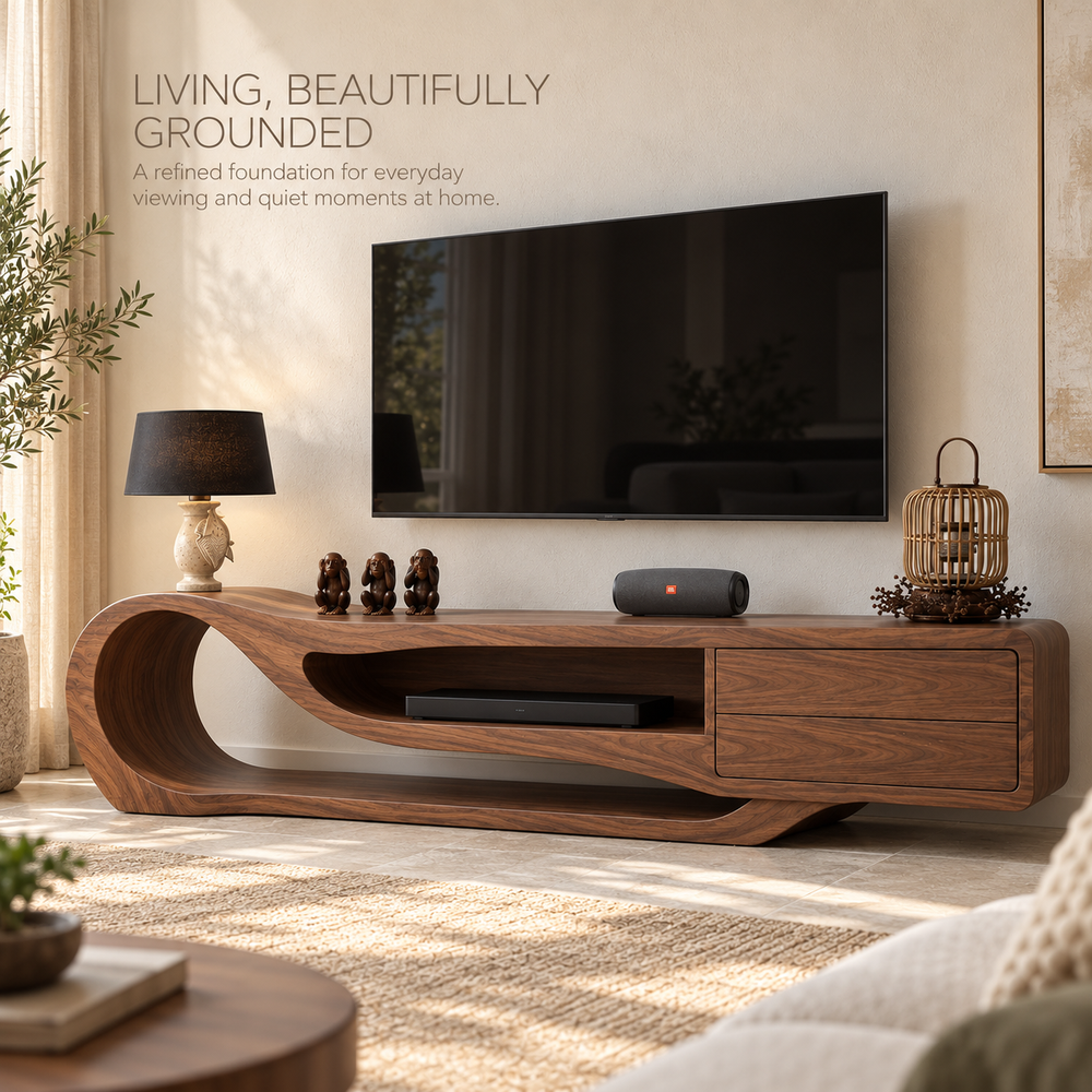 Driftwood Sculptural Solid Wood TV Stand - Design 184 - product detail 1