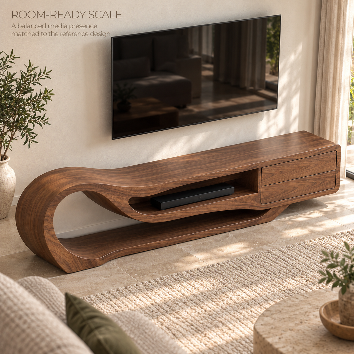 Driftwood Sculptural Solid Wood TV Stand - Design 184 - product detail 3
