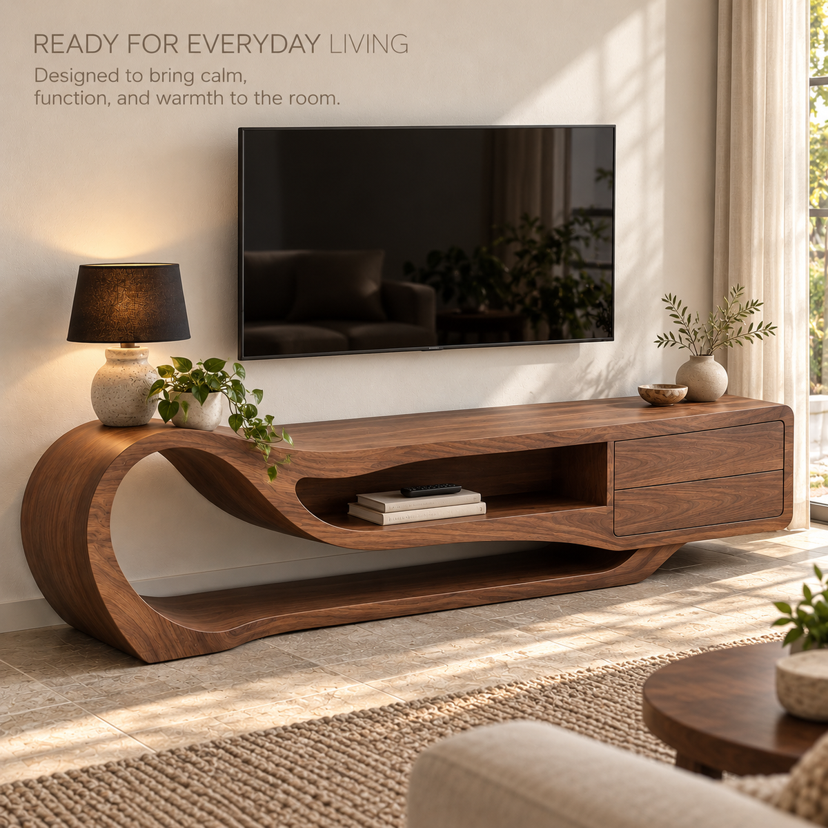 Driftwood Sculptural Solid Wood TV Stand - Design 184 - product detail 6