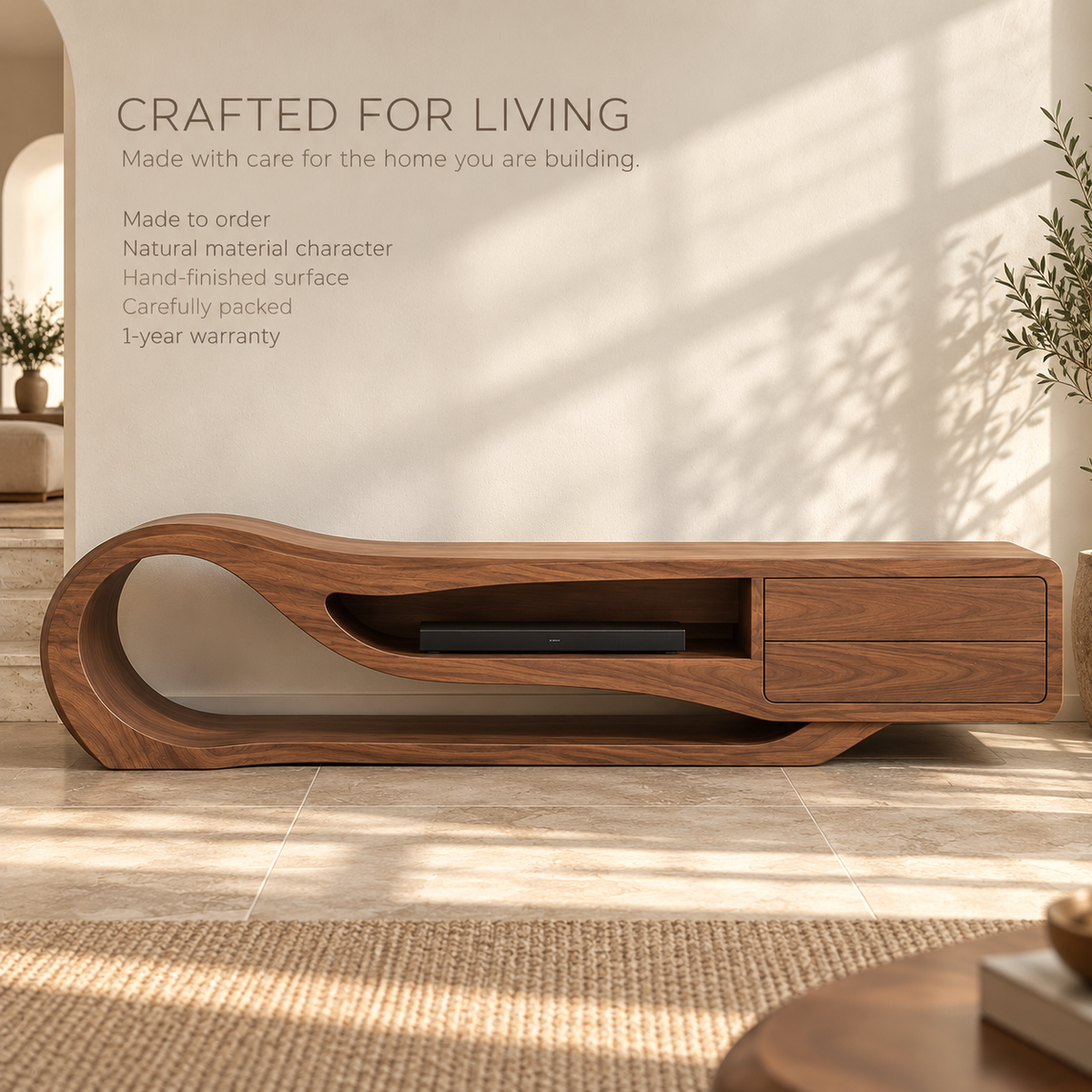 Driftwood Sculptural Solid Wood TV Stand - Design 184 - product detail 8