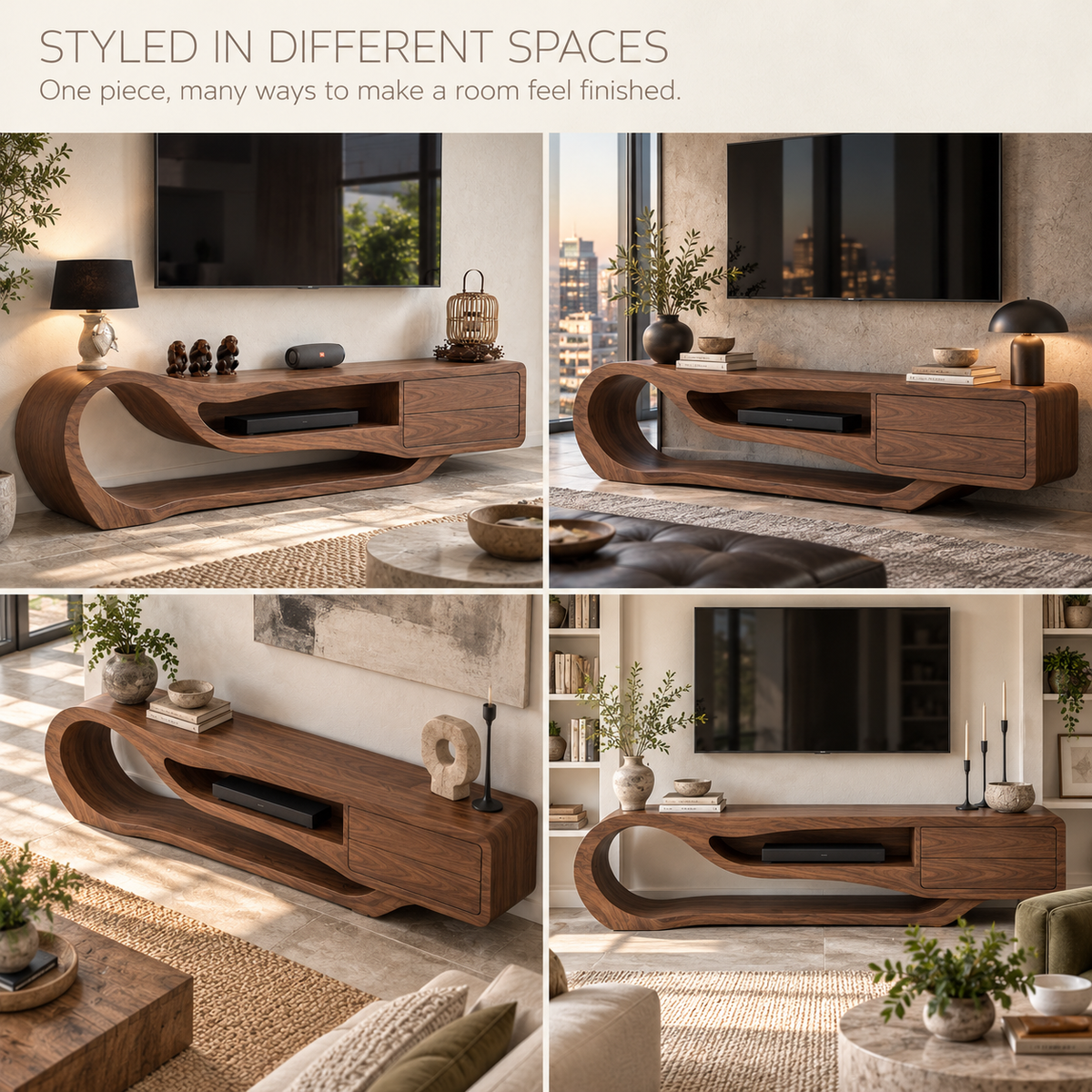 Driftwood Sculptural Solid Wood TV Stand - Design 184 - product detail 9