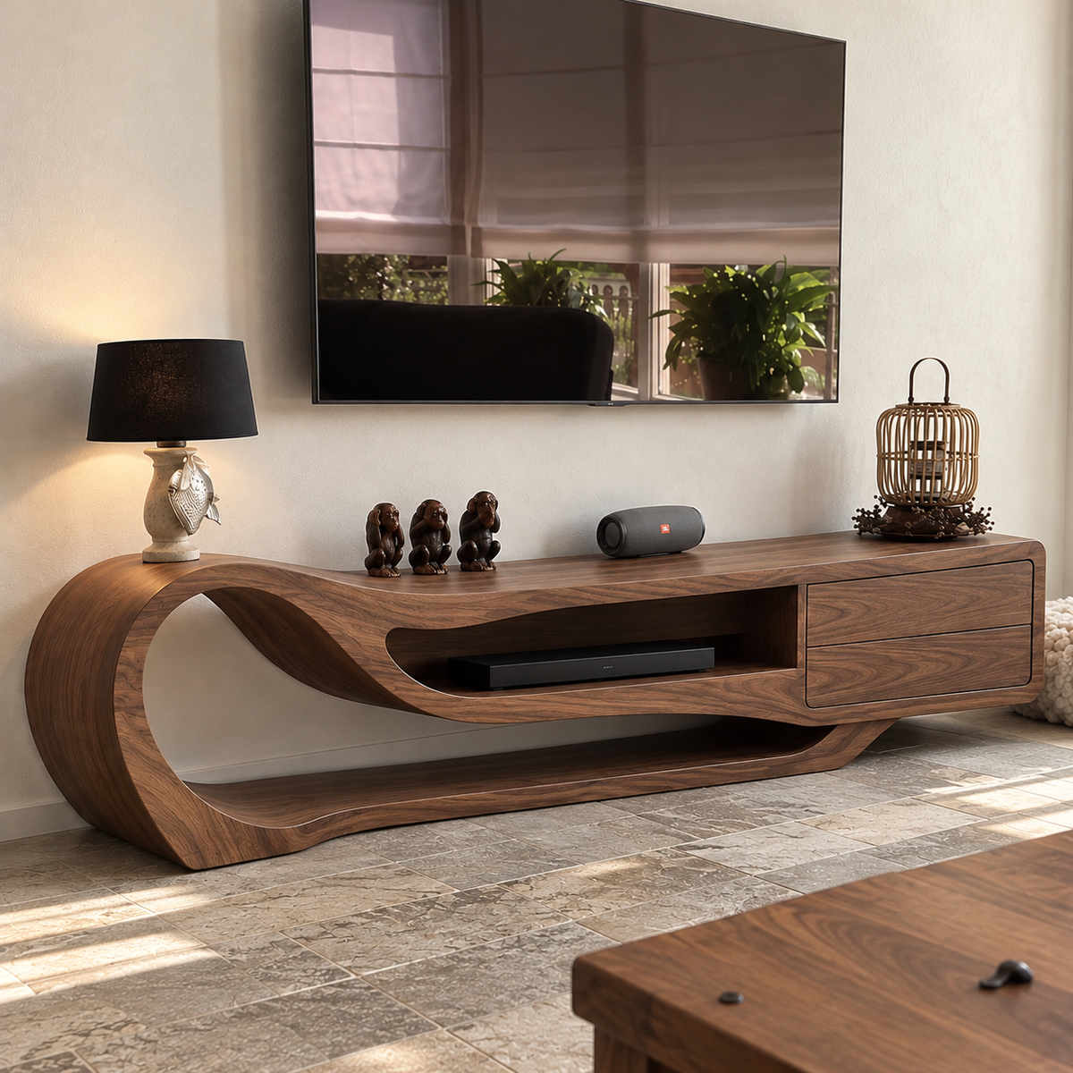 Driftwood Sculptural Solid Wood TV Stand - Design 184 - original main view