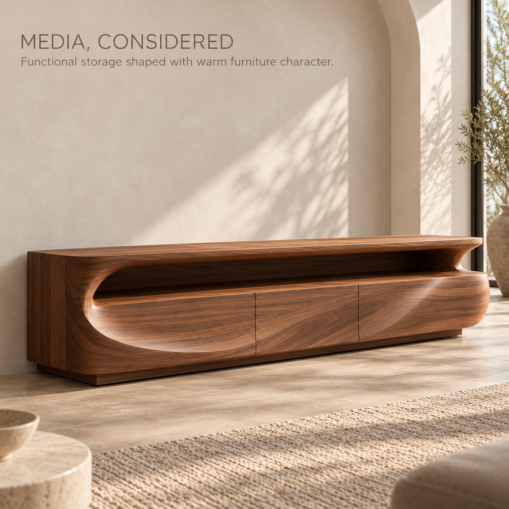 Elmstead Sculptural Solid Wood TV Stand - Design 185 - product detail 2