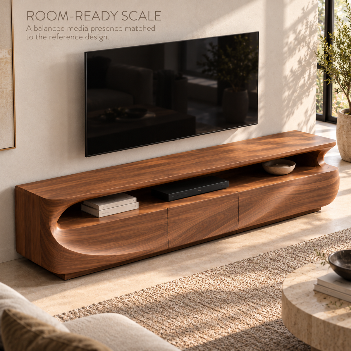 Elmstead Sculptural Solid Wood TV Stand - Design 185 - product detail 3
