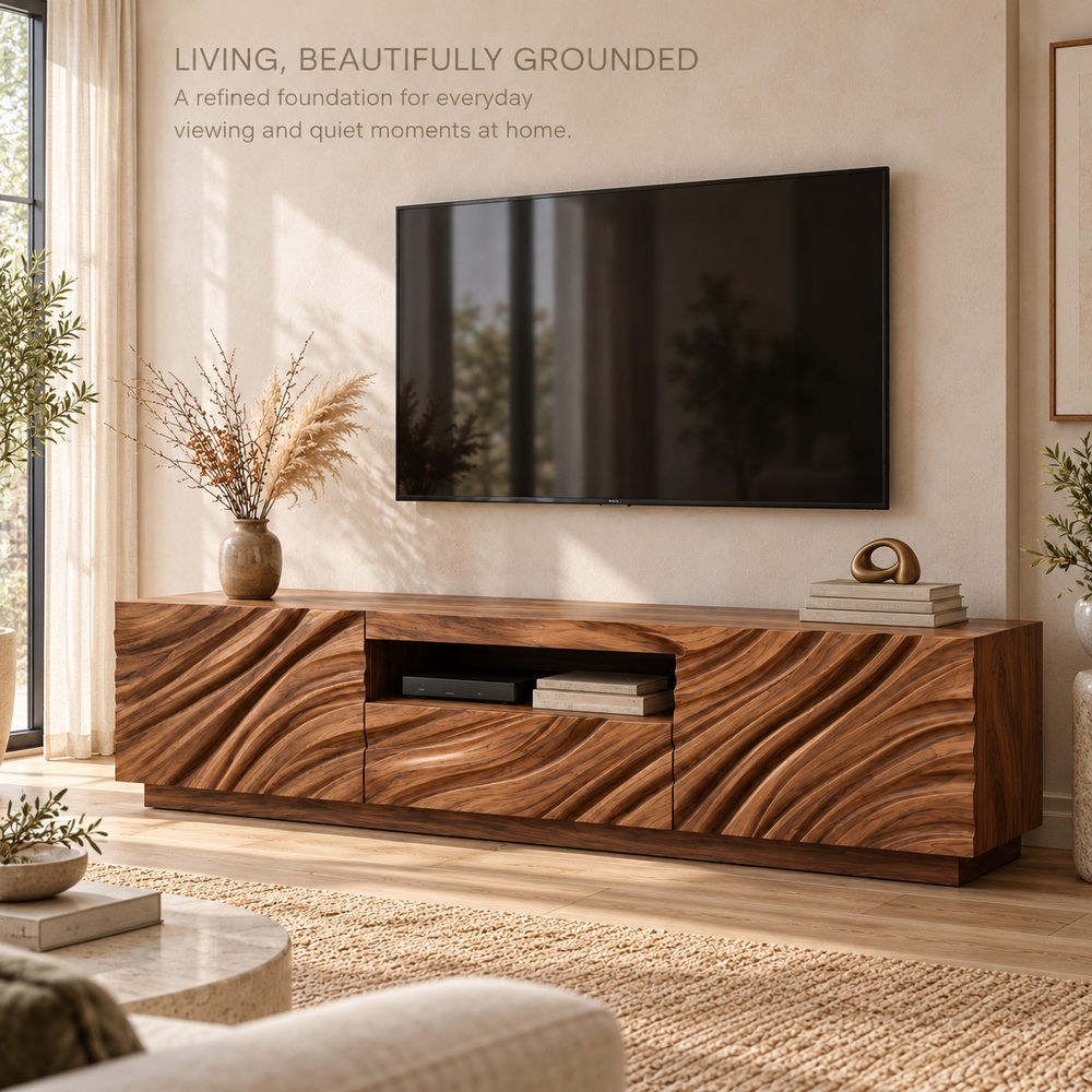 Fenwick Sculptural Solid Wood TV Stand - Design 186 - product detail 1