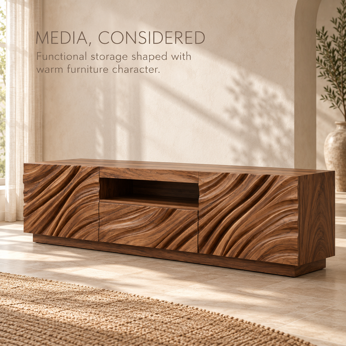 Fenwick Sculptural Solid Wood TV Stand - Design 186 - product detail 2