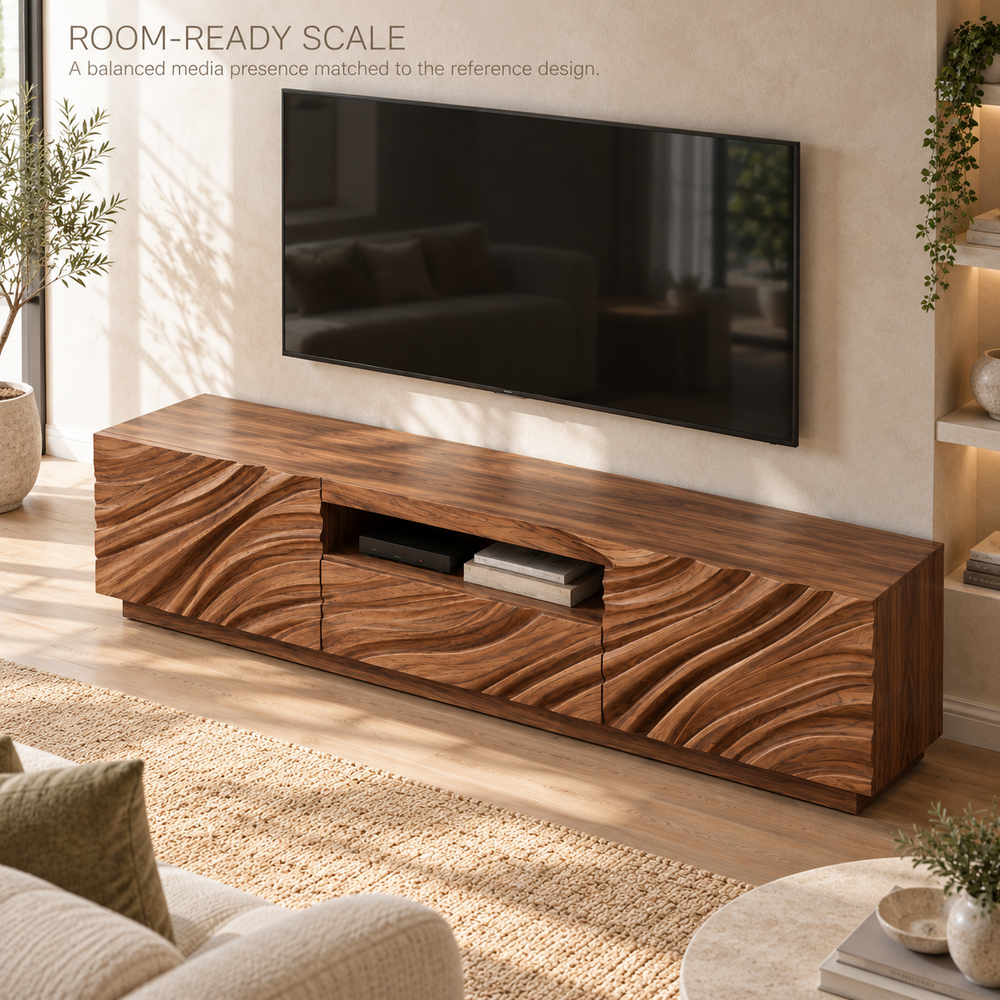 Fenwick Sculptural Solid Wood TV Stand - Design 186 - product detail 3