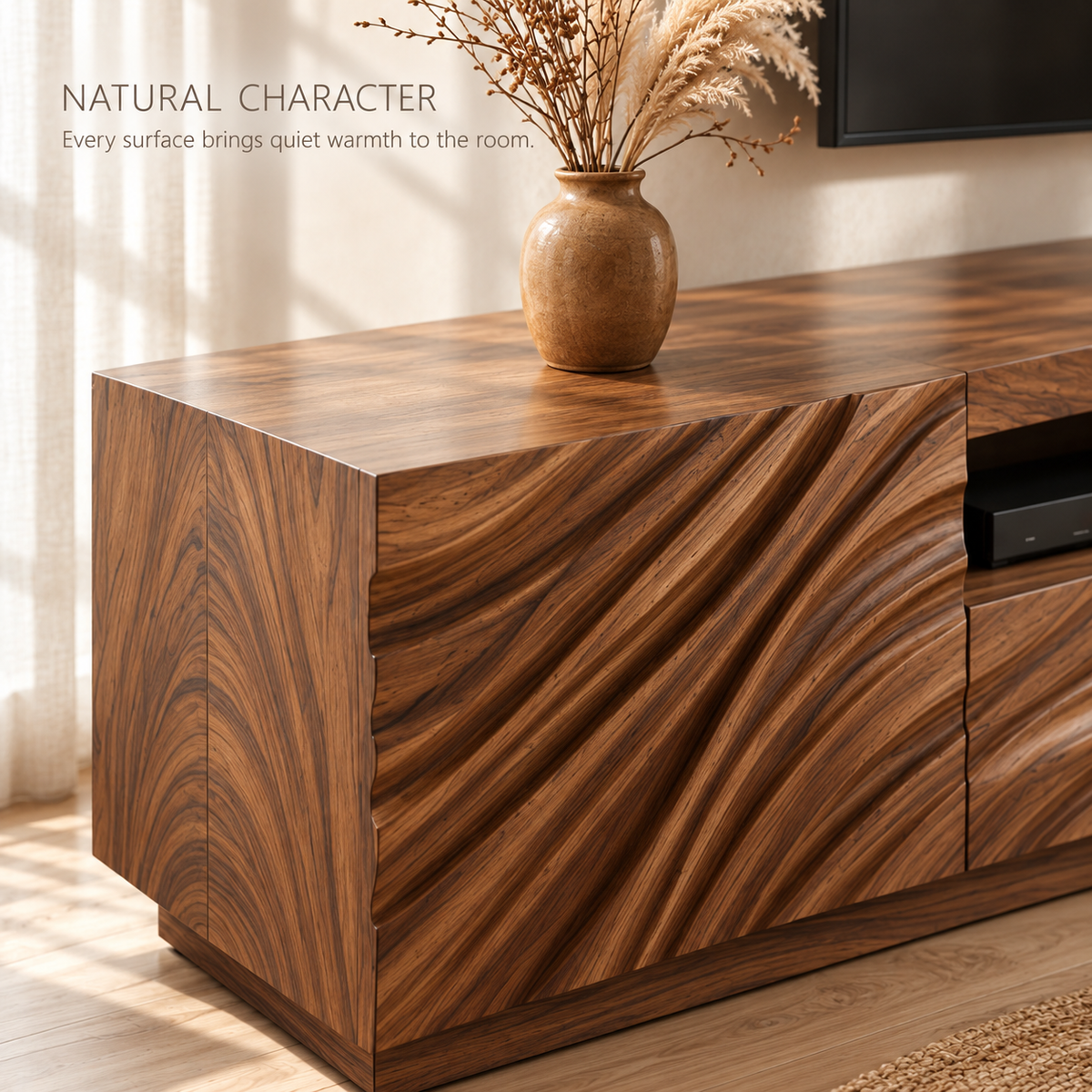 Fenwick Sculptural Solid Wood TV Stand - Design 186 - product detail 4
