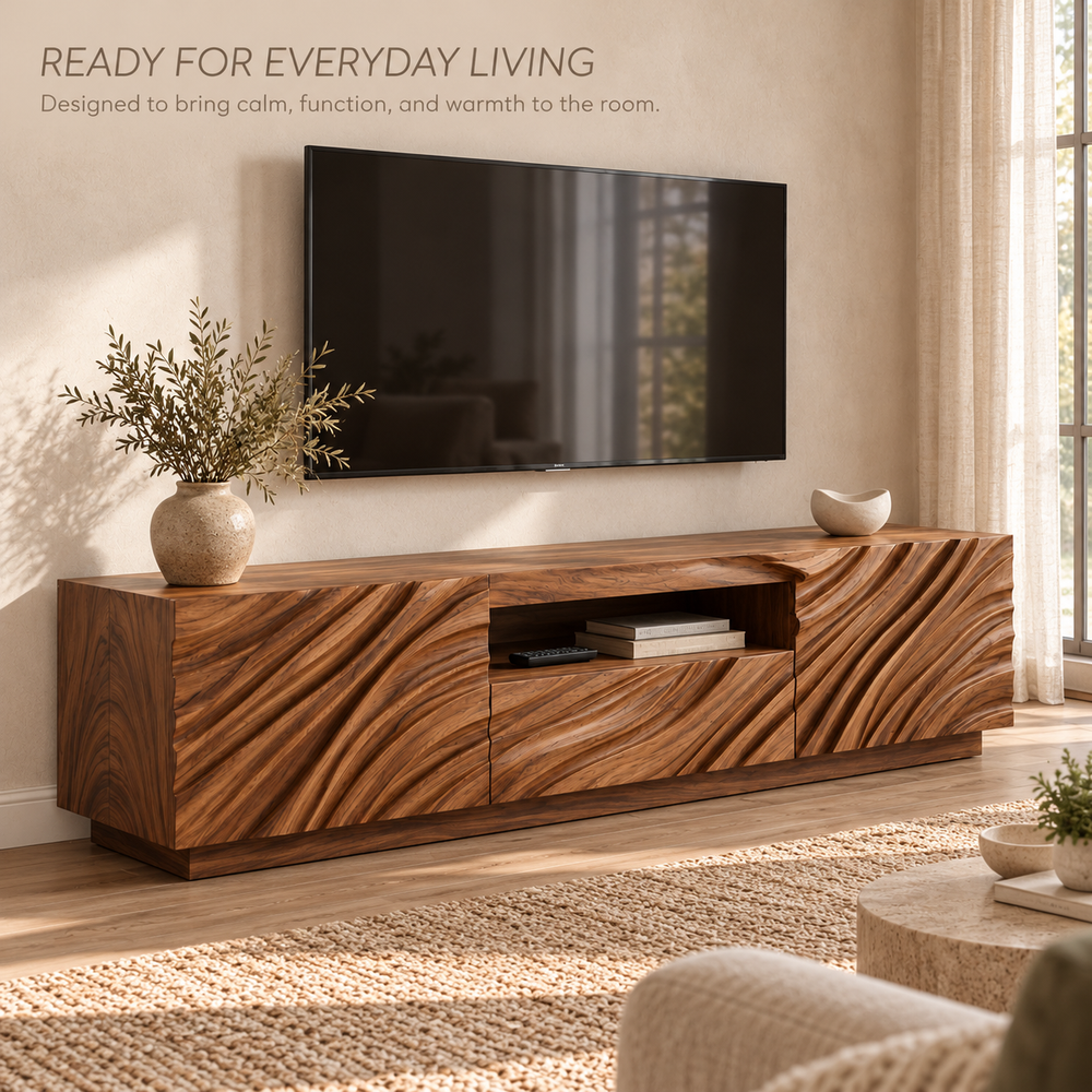 Fenwick Sculptural Solid Wood TV Stand - Design 186 - product detail 6