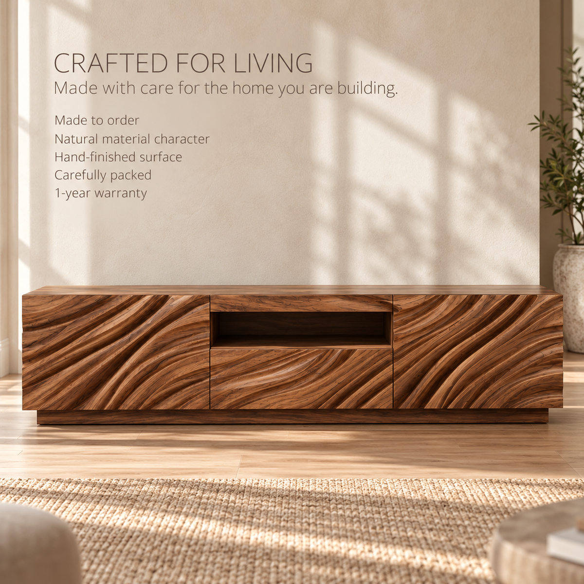 Fenwick Sculptural Solid Wood TV Stand - Design 186 - product detail 8