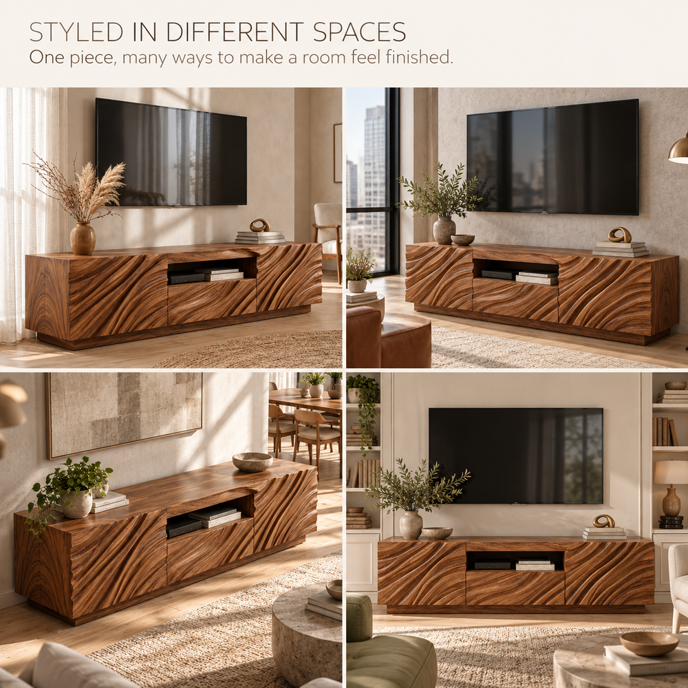 Fenwick Sculptural Solid Wood TV Stand - Design 186 - product detail 9