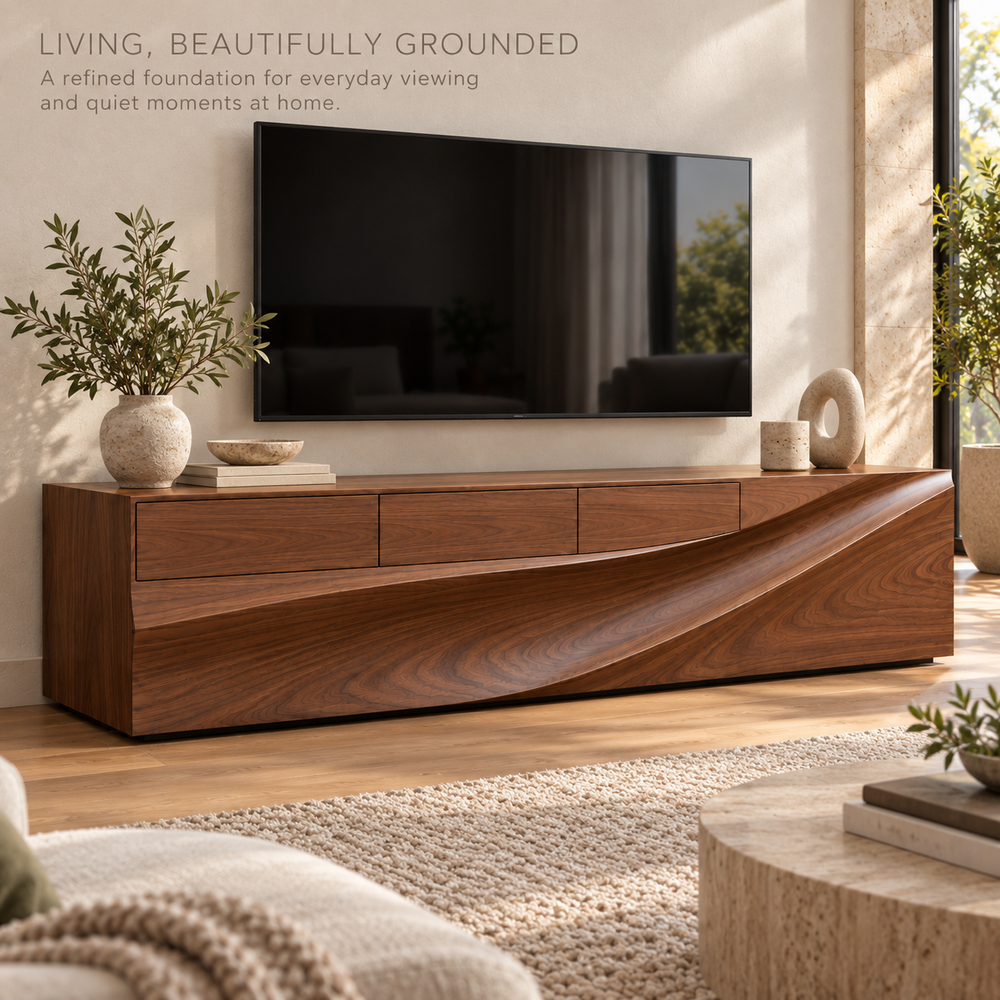 Greenmere Sculptural Solid Wood TV Stand - Design 187 - product detail 1