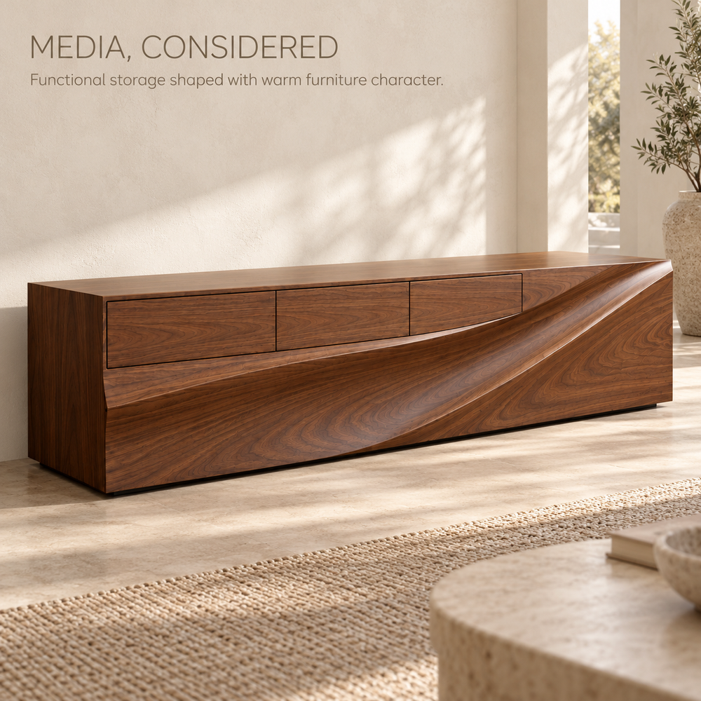 Greenmere Sculptural Solid Wood TV Stand - Design 187 - product detail 2