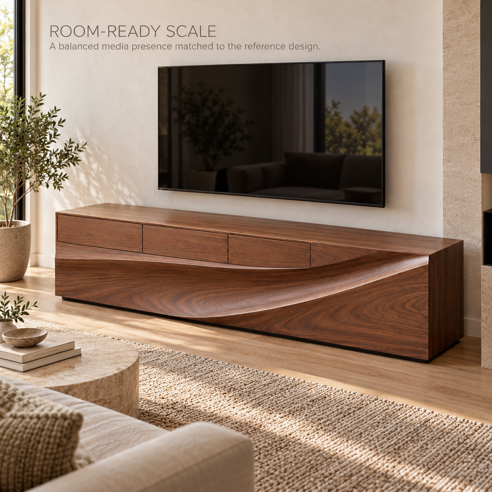 Greenmere Sculptural Solid Wood TV Stand - Design 187 - product detail 3