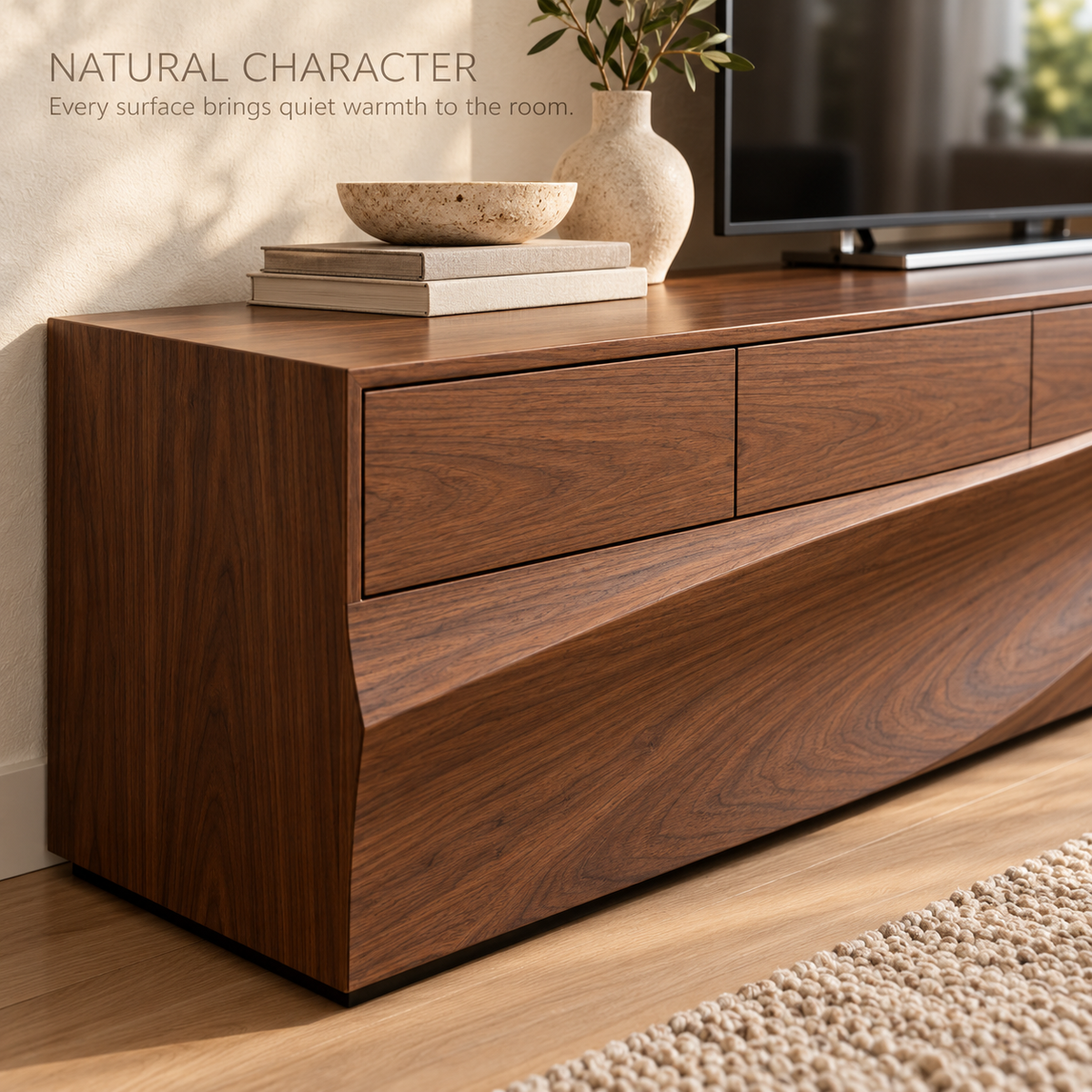 Greenmere Sculptural Solid Wood TV Stand - Design 187 - product detail 4