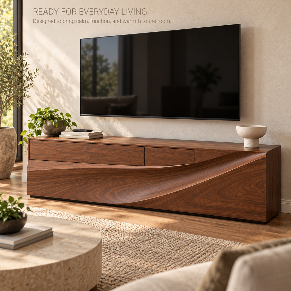 Greenmere Sculptural Solid Wood TV Stand - Design 187 - product detail 6