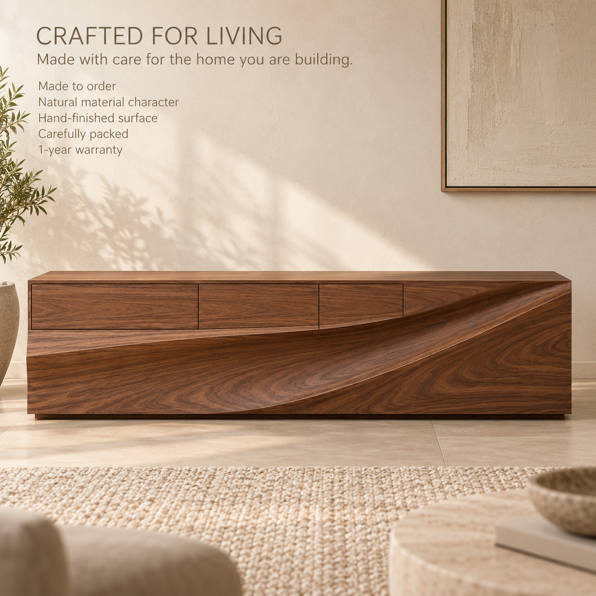 Greenmere Sculptural Solid Wood TV Stand - Design 187 - product detail 8