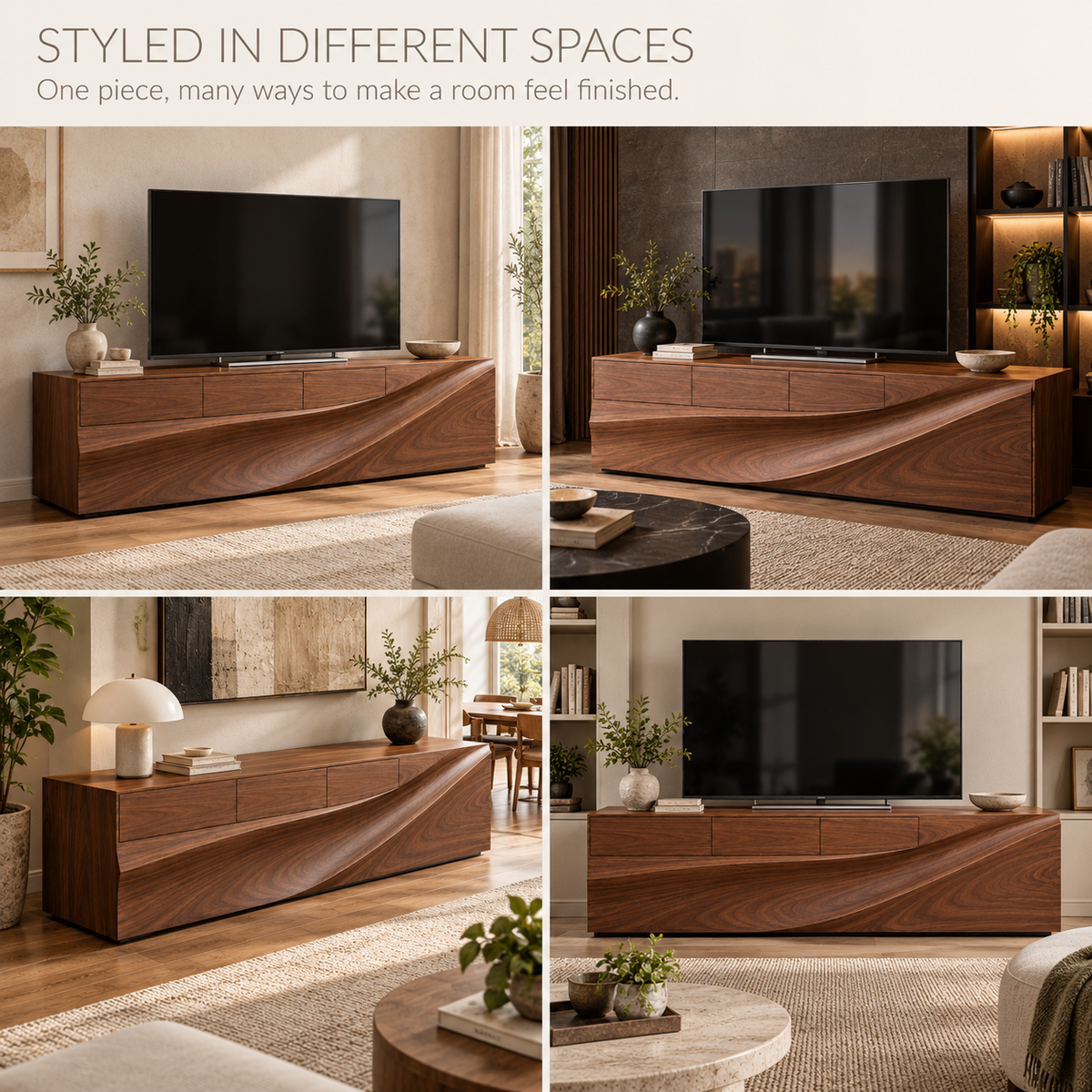 Greenmere Sculptural Solid Wood TV Stand - Design 187 - product detail 9