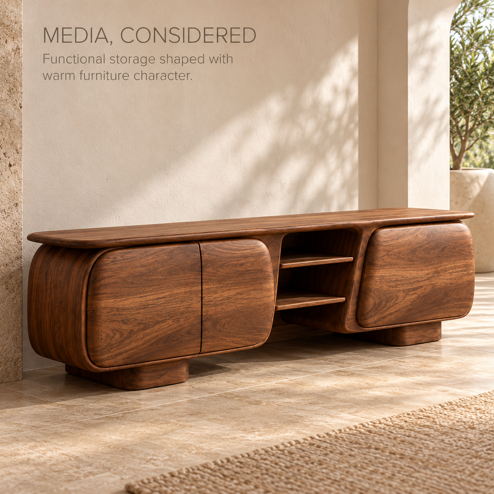 Kestrel Sculptural Solid Wood TV Stand - Design 190 - product detail 2