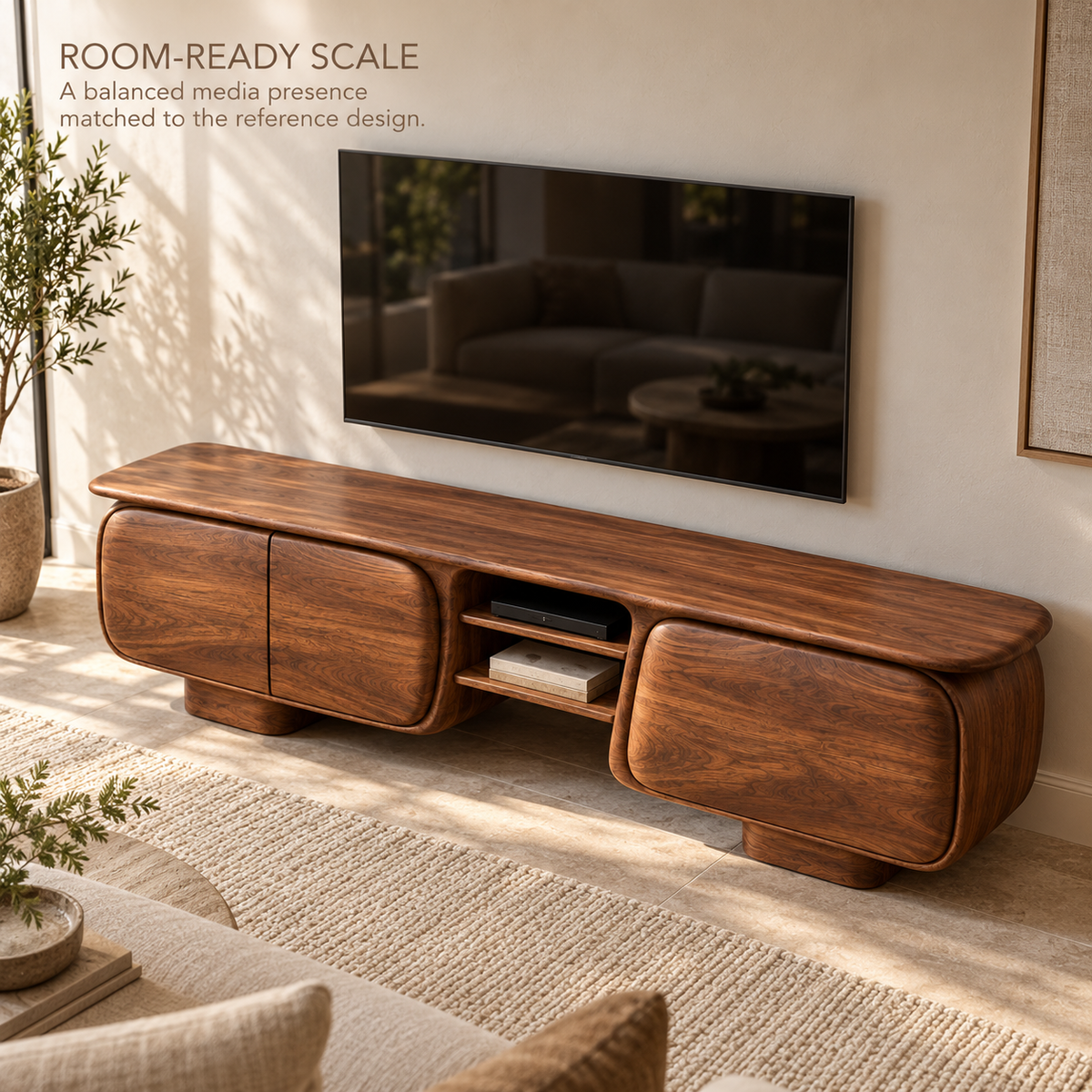 Kestrel Sculptural Solid Wood TV Stand - Design 190 - product detail 3