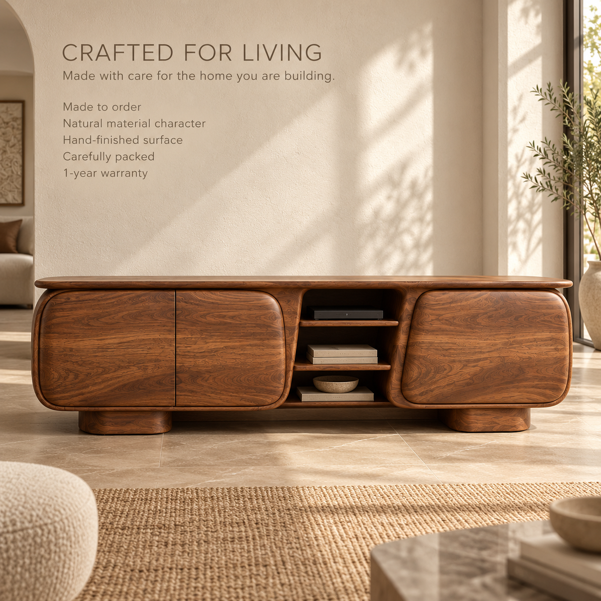 Kestrel Sculptural Solid Wood TV Stand - Design 190 - product detail 8