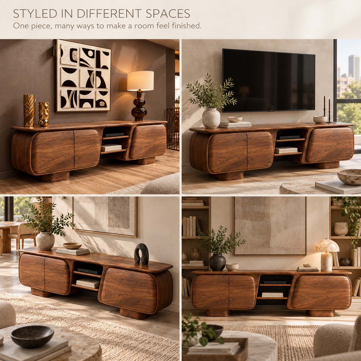 Kestrel Sculptural Solid Wood TV Stand - Design 190 - product detail 9