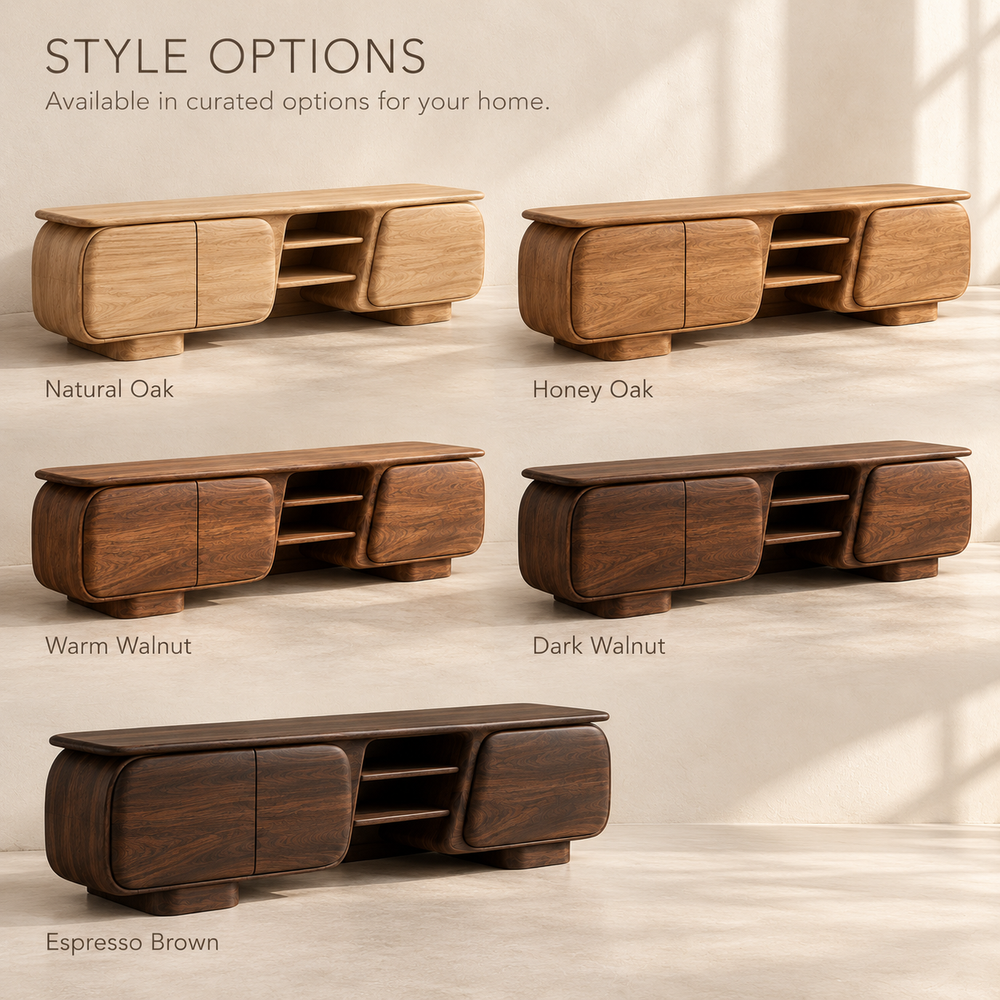 Kestrel Sculptural Solid Wood TV Stand - Design 190 - wood finish options