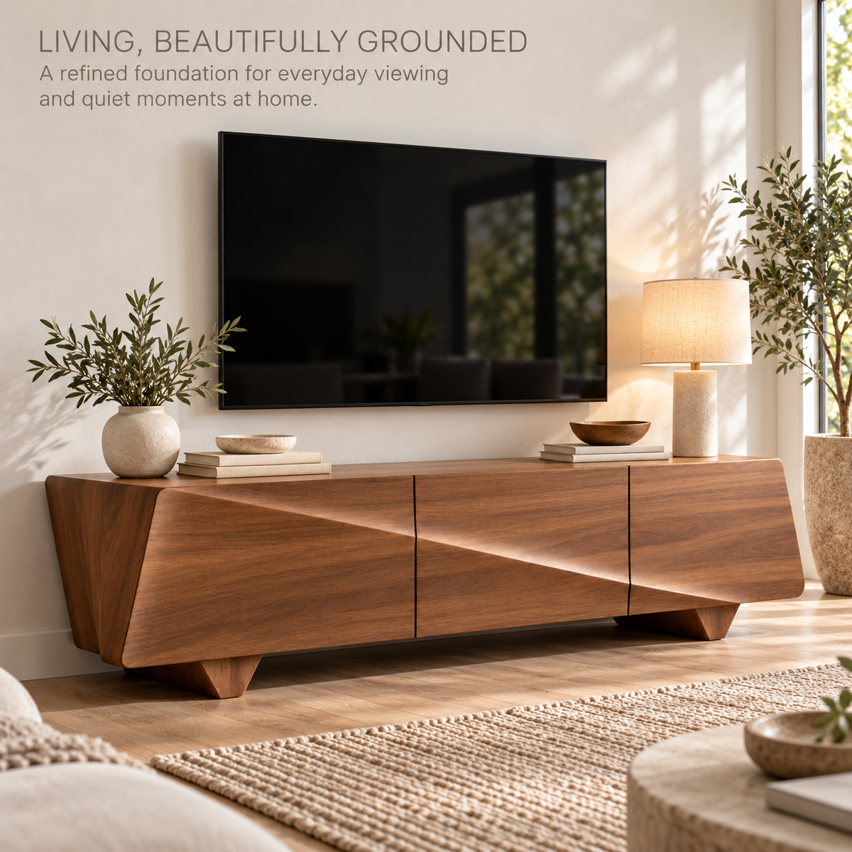 Longford Sculptural Solid Wood TV Stand - Design 191 - product detail 1