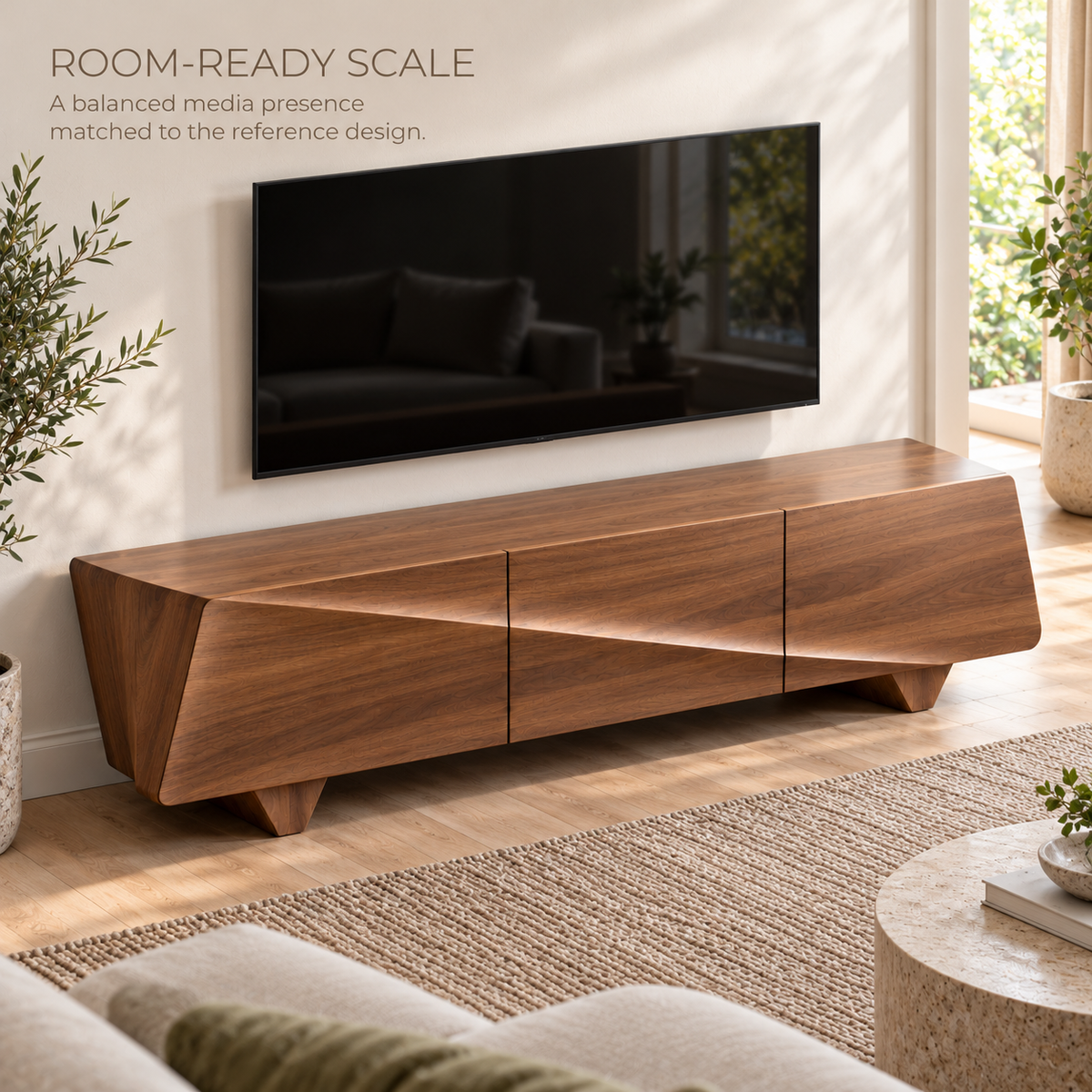 Longford Sculptural Solid Wood TV Stand - Design 191 - product detail 3