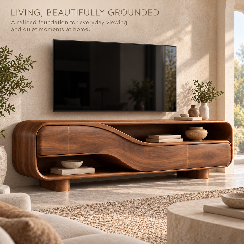Maplehurst Sculptural Solid Wood TV Stand - Design 192 - product detail 1