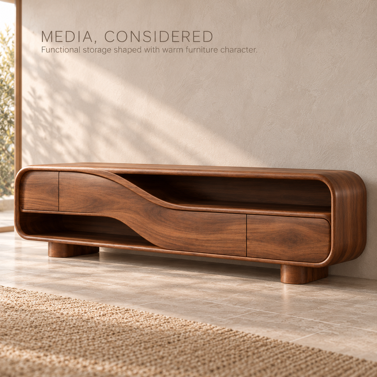 Maplehurst Sculptural Solid Wood TV Stand - Design 192 - product detail 2