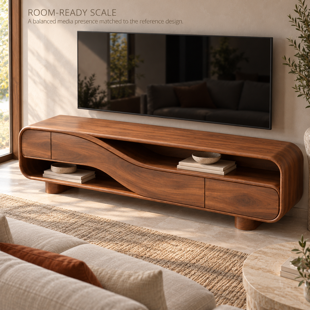 Maplehurst Sculptural Solid Wood TV Stand - Design 192 - product detail 3