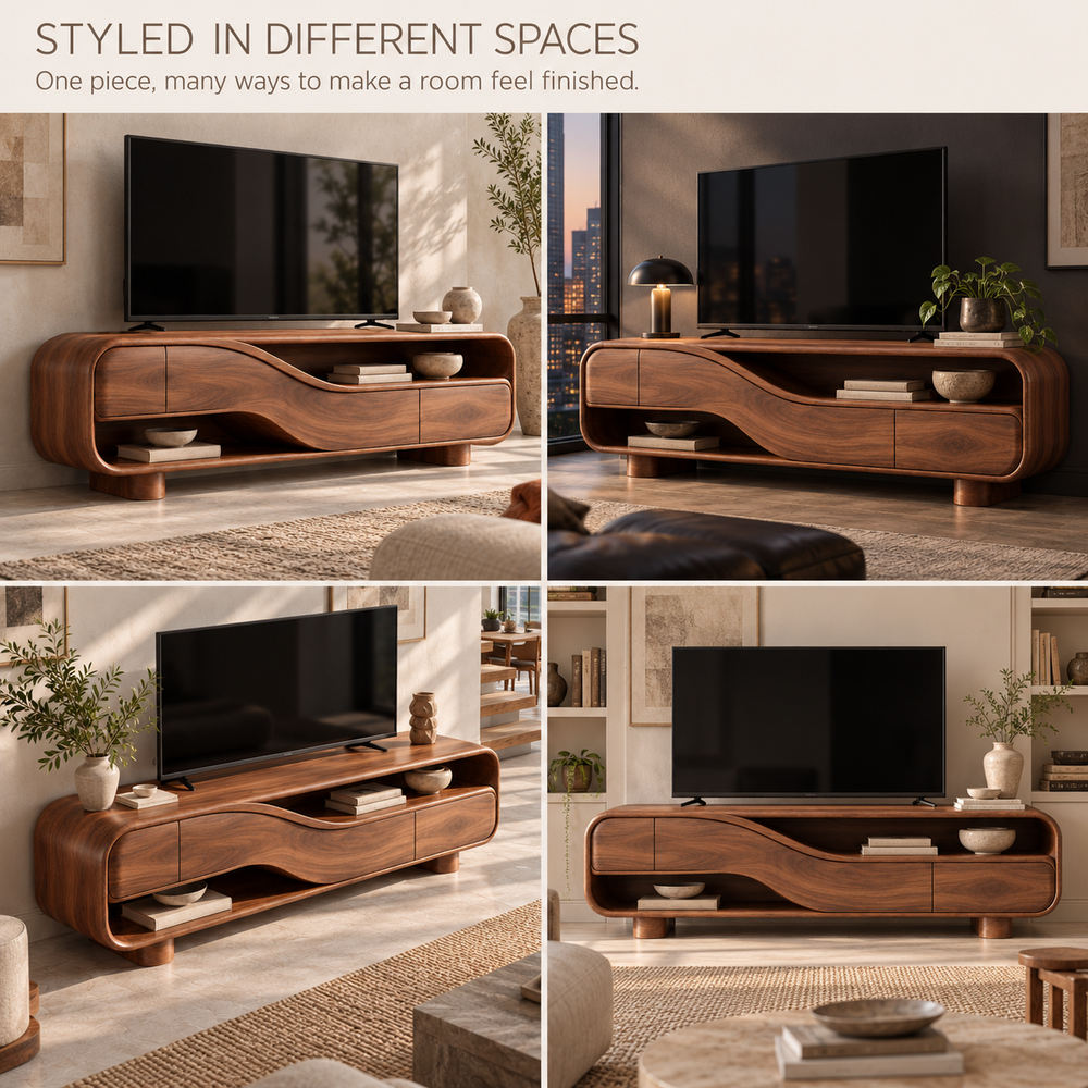 Maplehurst Sculptural Solid Wood TV Stand - Design 192 - product detail 9