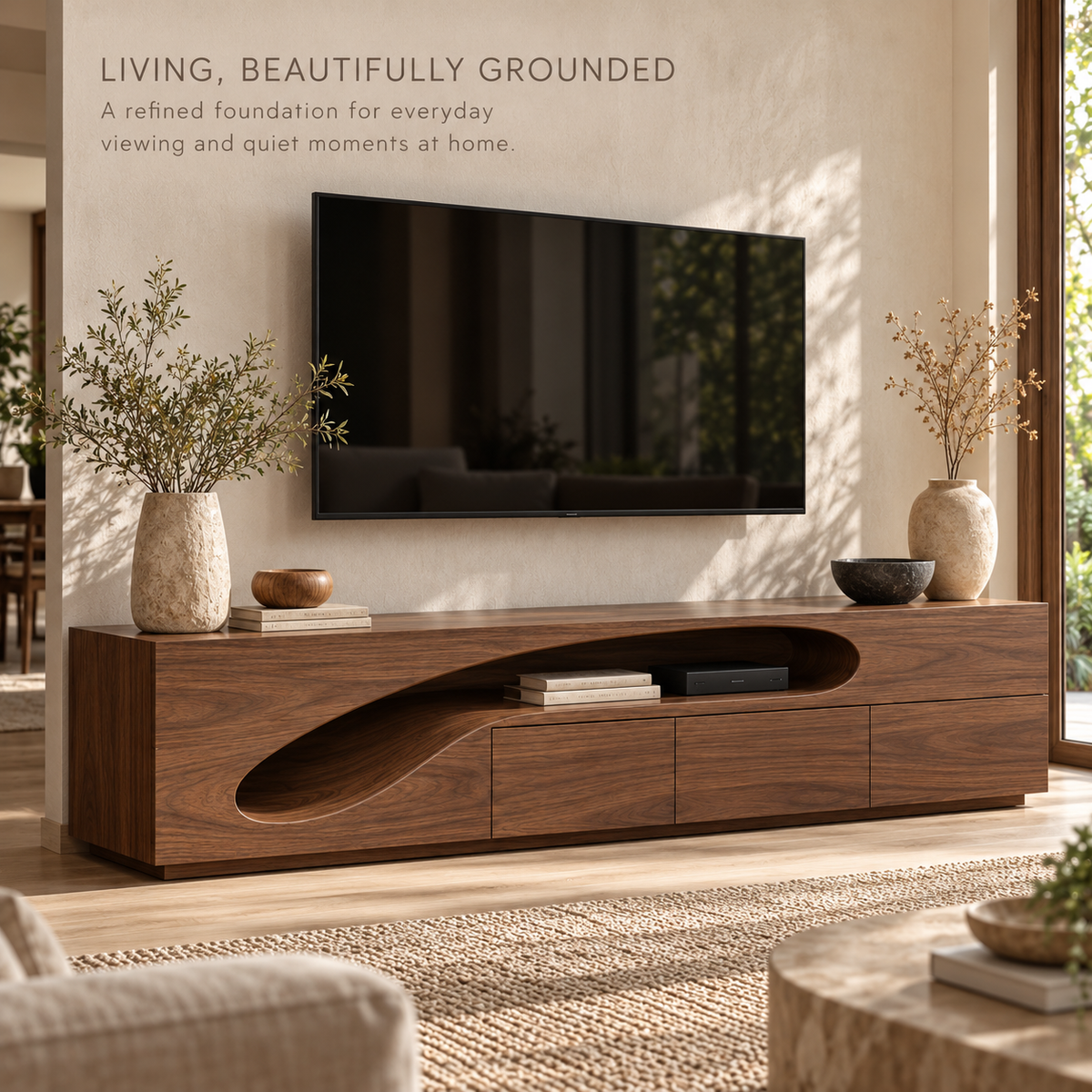 Netherton Sculptural Solid Wood TV Stand - Design 193 - product detail 1
