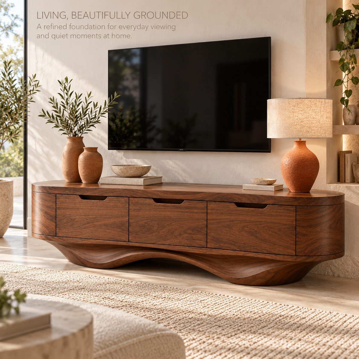Silverton Sculptural Solid Wood TV Stand - Design 197 - product detail 1